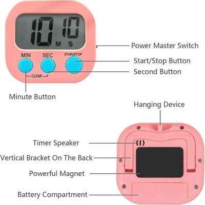 Temporizador Digital Relogio Timer Magnetico Cronometro Alarme Cozinha Academia Ima Geladeira