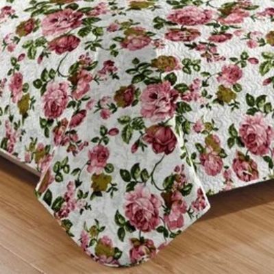 Kit Cobre Leito Colcha Mix King Estampado Dupla Face Floral 3 Peças - Helena