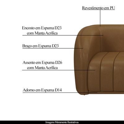 Conjunto Sala de Estar Sofá 292cm 4 Lugares e Poltrona Adam PU Caramelo G45 - Gran Belo