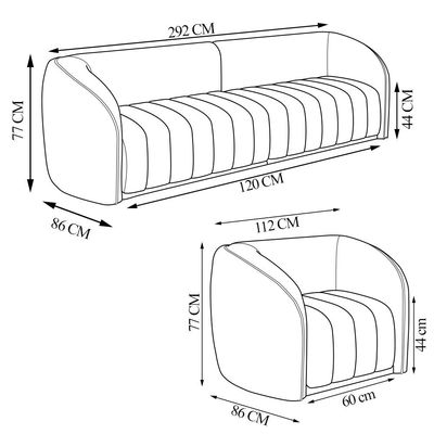 Conjunto Sala de Estar Sofá 292cm 4 Lugares e Poltrona Adam PU Caramelo G45 - Gran Belo