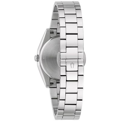 Relógio Bulova Feminino Ref:96p229 Slim Prateado Diamante