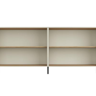 Aparador Buffet Sala de Jantar 4 Portas Brise Pés Industrial Preto Naim I03 Luna Louro - Lyam Decor