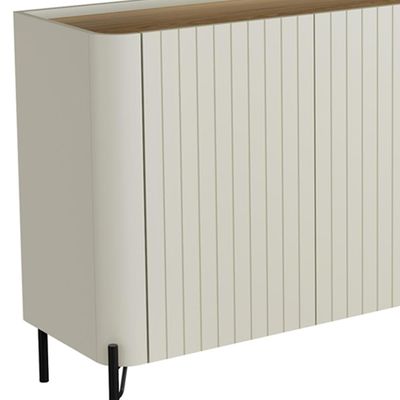 Aparador Buffet Sala de Jantar 4 Portas Brise Pés Industrial Preto Naim I03 Luna Louro - Lyam Decor