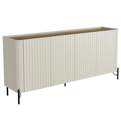 Aparador Buffet Sala de Jantar 4 Portas Brise Pés Industrial Preto Naim I03 Luna Louro - Lyam Decor