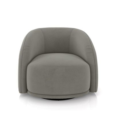 Poltrona Decorativa Jenny Base Giratória em Metal Preto Veludo Cinza G45 - Gran Belo