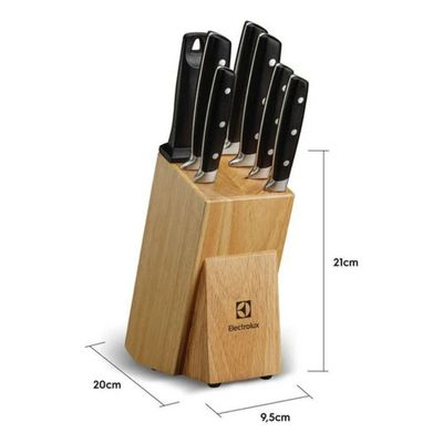 Conjunto de Facas Electrolux 8 Peças Inox Suporte de Madeira Preto