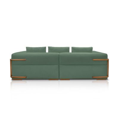 Sofá Bipartido 4 Lugares com Almofadas Soltas 260cm Nuuk Linho Verde G63 - Gran Belo