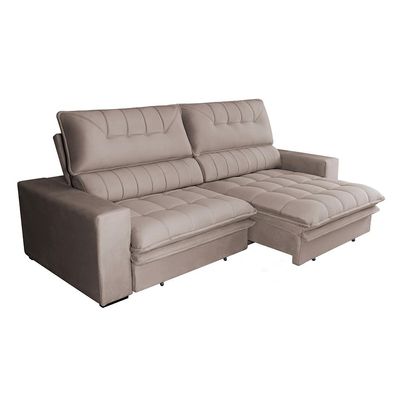 Sofá 4 Lugares Retrátil e Reclinável Mustang Veludo Castanho 250 cm