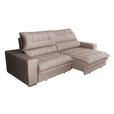 Sofá 4 Lugares Retrátil e Reclinável Mustang Veludo Castanho 250 cm