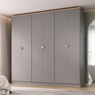 Guarda-Roupa Casal Brescia 6 Portas 4 Gavetas Cinza