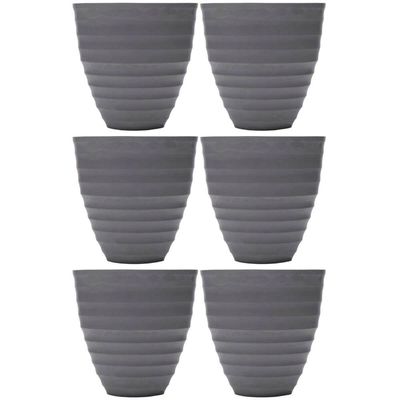 Kit 6 Vasos Cachepot para Flores Plantas 15x7cm Lyor Névoa Cinza Plástico Decoração Jardim Sala
