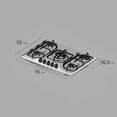 Cooktop 5 Bocas a Gás Electrolux Inox Experience Multi Chama e Grade Ferro Fundido (KE5XC) Bivolt