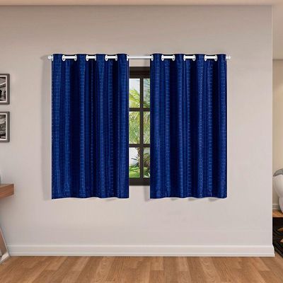 Cortina Blackout Pvc Com Tecido Voil Xadrez 2,00 M X 1,40 M - Marinho. - Alta Qualidade!