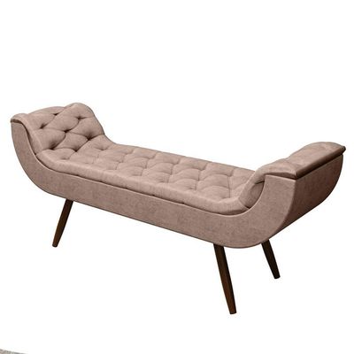 Recamier Puff Estofado King 195 Cm Drusa Veludo Rose