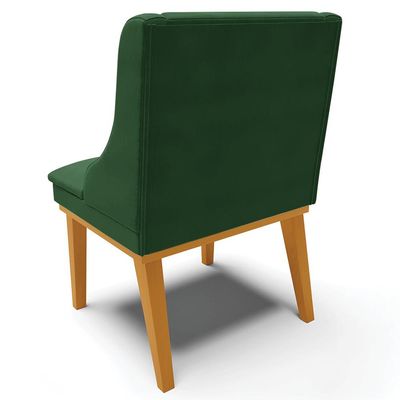 Kit 6 Cadeiras Decorativas Sala de Jantar Base Fixa de Madeira Firenze Veludo Verde Esmeralda/Castanho G19 - Gran Belo