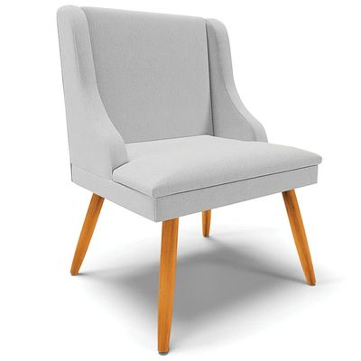 Cadeira Decorativa Sala de Jantar Pés Palito de Madeira Firenze Linho Cinza/Natural G19 - Gran Belo
