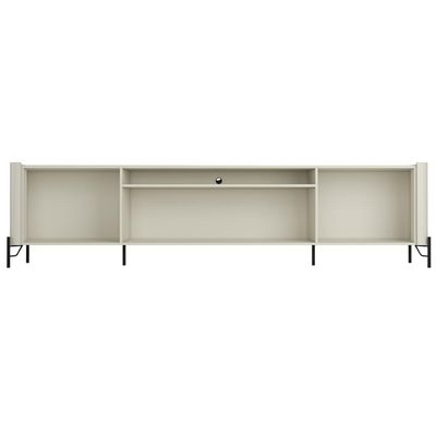 Rack Para Sala de Estar TV 85 Pol 4 Portas Brise Pés Industrial Preto Alef I03 Luna - Lyam Decor