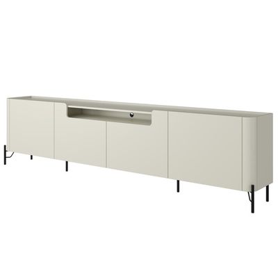 Rack Para Sala de Estar TV 85 Pol 4 Portas Pés Industrial Preto Alef I03 Luna - Lyam Decor