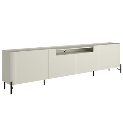 Rack Para Sala de Estar TV 85 Pol 4 Portas Pés Industrial Preto Alef I03 Luna - Lyam Decor