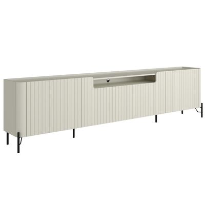 Rack Para Sala de Estar TV 85 Pol 4 Portas Brise Pés Industrial Preto Alef I03 Luna - Lyam Decor