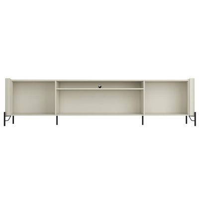 Rack Para Sala de Estar TV 85 Pol 4 Portas Pés Industrial Preto Alef I03 Luna - Lyam Decor