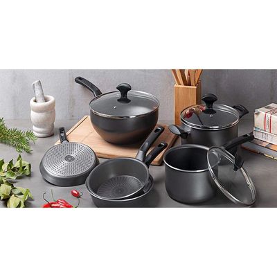 Frigideira Wok Amora Preto Matte 28 Cm 4,3 L Em Alumínio Com Revestimento Interno Antiaderente