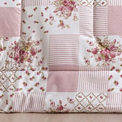 Kit Edredom Dupla Face 2,40m  x 2,20m Bouti 03 Peças - Rosa Matura