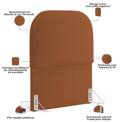 Cabeceira Cama Box 100cm Orgânica Lanna W01 Bouclê Terracota - Lyam Decor