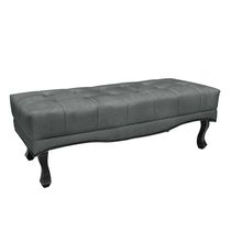 Recamier Decorativo 140cm Loewe Veludo Pés de Madeira Cinza - Gran Belo