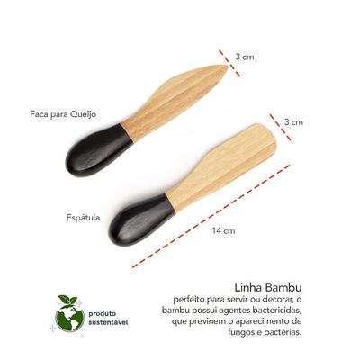 Espatula e Faca para Queijo Antepasto Utensilios Bambu 2un