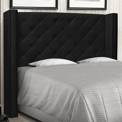 Cabeceira Decorativa King Size 2,19M Loewe PU Preto - Gran Belo