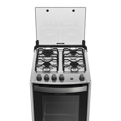 Fogão 4 Bocas Preto Com Mesa Inox Dako Magister Bivolt