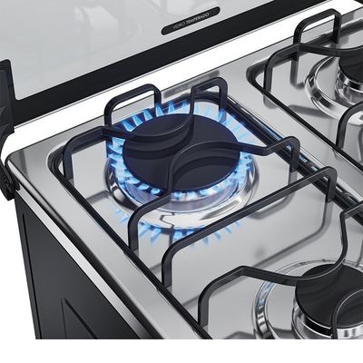 Fogão 4 Bocas Preto Com Mesa Inox Dako Magister Bivolt