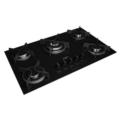 Cooktop 5B Preto Com Mesa De Vidro Tripla Chama Dako Bivolt