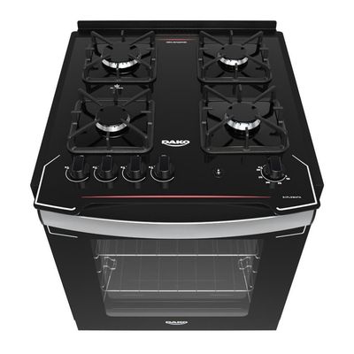 Fogão De Embutir 4B Preto Com Mesa De Vidro Dako Bivolt