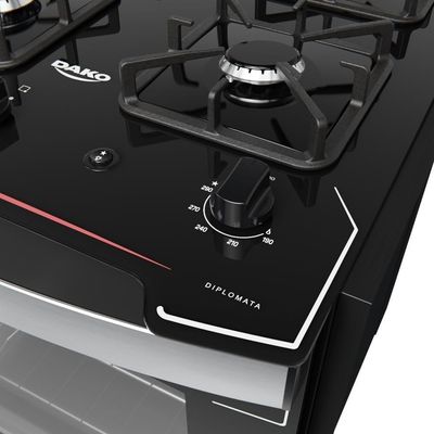 Fogão De Embutir 4B Preto Com Mesa De Vidro Dako Bivolt