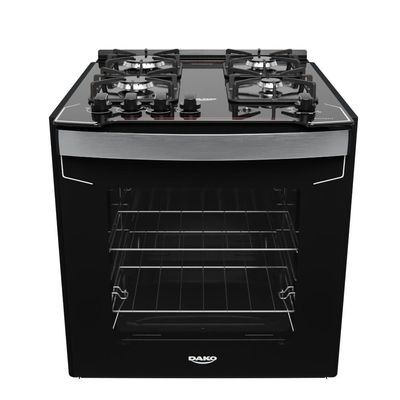 Fogão De Embutir 4B Preto Com Mesa De Vidro Dako Bivolt