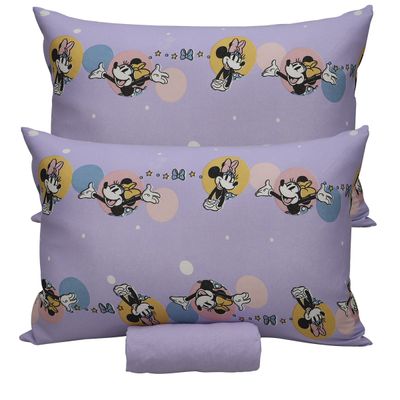 Jogo de Cama Portallar Casal Malha 100% Algodão Disney Minnie Feliz 3 Peças Lavanda