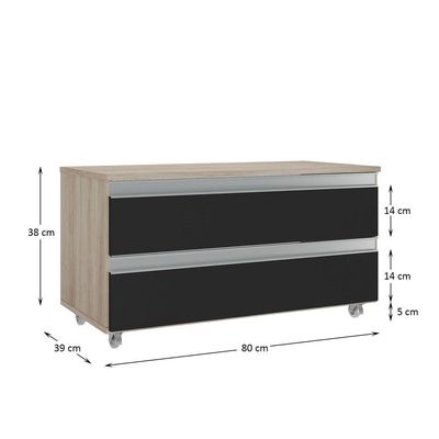 Gabinete Banheiro Rodinhas Joia 80cm 02 Gavetas Madeirado Preto