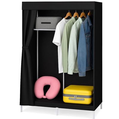 Cabideiro Prateleira Mini Sapateira Guarda Roupa Portatil Organizador Caixas Camping Armario Preto