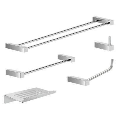 Kit Acessórios Para Banheiro Escovado 5 Peças Grego Metal 2190tr