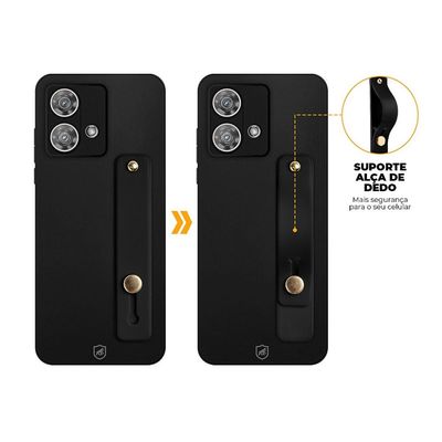 Kit Capa Silicon Veloz para Samsung Galaxy A05 + Ring Socket + Cordão - Preto - Gshield