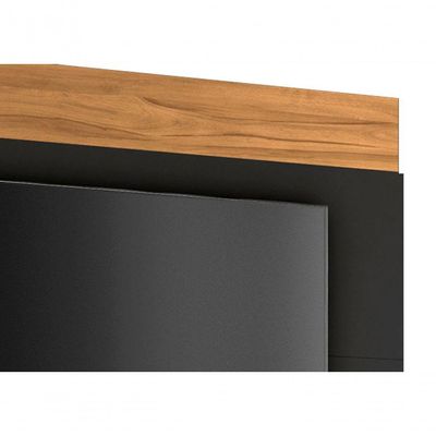 Rack Com Painel Línio Freijó Com Preto - Moveisaqui