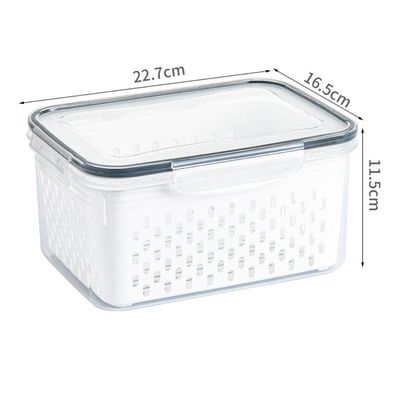 Kit 3 Potes Organizadores Hermetico Com Cesto Drenagem Grande Multiuso Profissional Geladeira Microondas Freezer Dispens