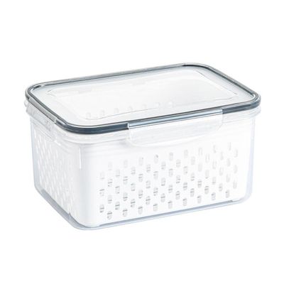 Kit 3 Potes Organizadores Hermetico Com Cesto Drenagem Grande Multiuso Profissional Geladeira Microondas Freezer Dispens