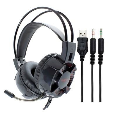 Headset Gamer MO-HP50 com Som Imersivo, Microfone com Cancelamento de Ruído e LED Vermelho