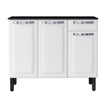 Balcão Itatiaia Rose 3 Portas 1 Gaveta Com Tampo Branco