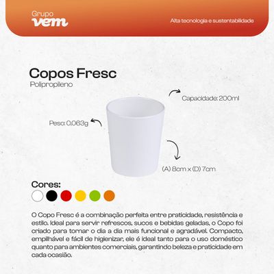Copo Fresc Redondo 200ml Preto em Polipropileno