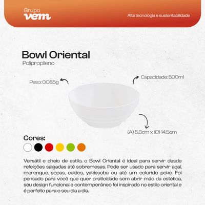 Bowl Oriental Redondo 500ml Vermelho em Polipropileno