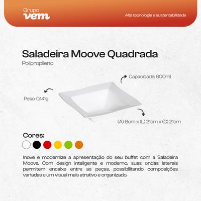 Saladeira Moove Quadrada 800ml Vermelha em Polipropileno